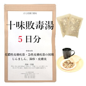 十味敗毒湯 5日分(5包) 煎じ薬 化膿性・急性皮膚疾患の初期 じんましん 湿疹 皮膚炎 薬局製剤 漢方 ジュウミハイドクトウ