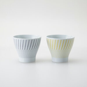 【在庫限り】波佐見焼【コパン】カップ ペア はさみ焼 カップ 電子レンジ使用可 イエロー グレー ペア セット お茶 コーヒー コップ 贈り物 ギフト 新生活 磁器 HASAMI おしゃれ