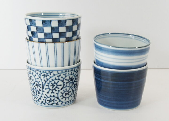 楽天市場】波佐見焼 蕎麦猪口 カップ5個セット 藍屋絵変わり 湯のみ 