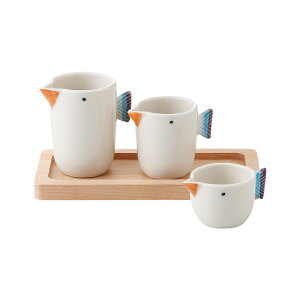 波佐見焼 tori 3点ミニポット セット 木製トレー付き 贈り物 小物入れ はさみ焼 シロップ テーブルウェア 鳥 来客用 ギフト お洒落 通販 楽天 インテリア ソース入れ HASAMI おしゃれ