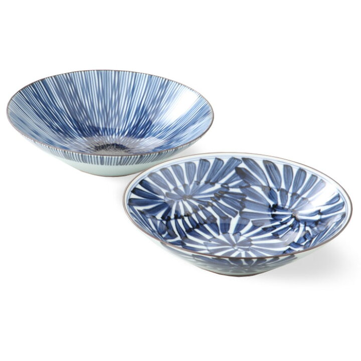 楽天市場 波佐見焼 古染紋手描き多用鉢ペア 麺鉢 平丼 どんぶり うつわ 器 人気 2柄 柄違い お得 おしゃれ ホワイト 白 青 ブルー 藍色 ストライプ 煮物 盛り皿 うどん 上品 料亭 即納 売れ筋 激安 ギフト 贈り物 Hasami おしゃれ 産地直送の波佐見焼 みくら