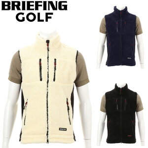 【楽天カードで3倍】ブリーフィング ゴルフ メンズ ボアベスト BRIEFING MENS BOA VEST ゴルフウェア ボア アウター トップス ジップアップ ファー スタンド 無地 ロゴ 正規品 BRG203M25 ブラック ホワイト ネイビー クリスマス