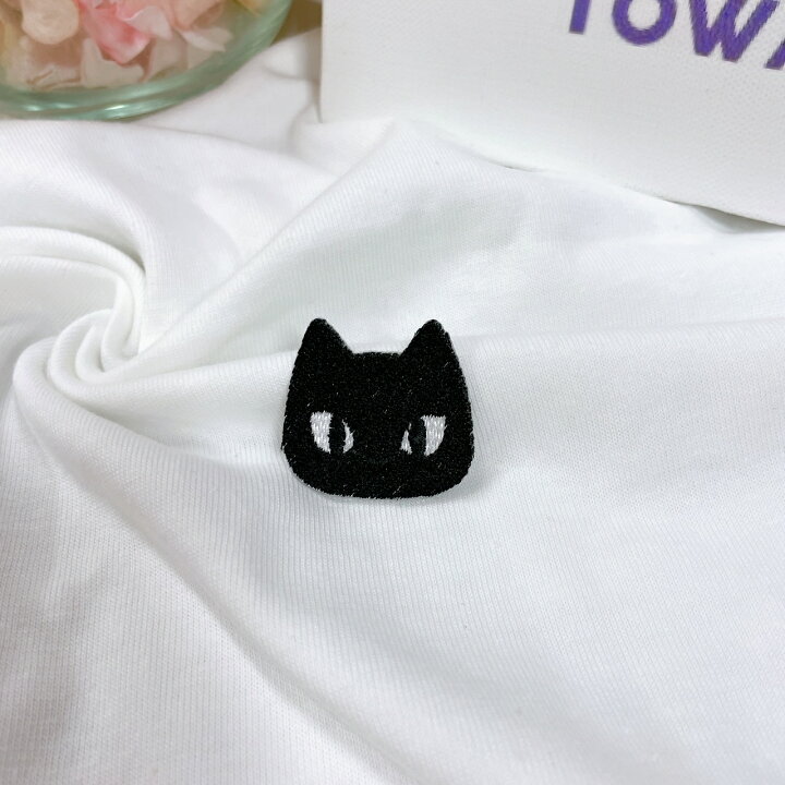 楽天市場】ワッペン アイロン ネコ ブラック ×ブラックアイ (小 