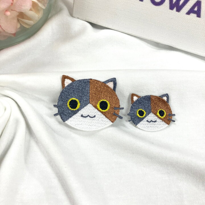 楽天市場】ワッペン アイロン ネコ ミケネコ (小) 【1000円以上購入 