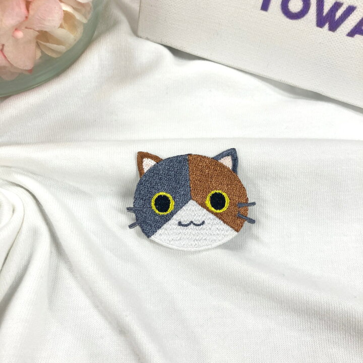 楽天市場】ワッペン アイロン ネコ ミケネコ (大) 【1000円以上購入  