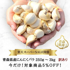 【スーパーSALE限定 対象商品5％OFF】 にんにく バラ 【250g・500g・1kg・2kg・3kg】 訳あり 青森県産 国産 無添加 送料無料 福地ホワイト六片種 バラタイプ 250g～500g小粒中粒 1kg～3kg大小混合 土付き皮むけ ポイント消化 令和7年産 1〜2日以内出荷 (定休日を除く)