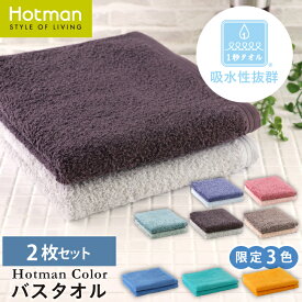 公式ホットマン 1秒タオル 2枚セット ホットマンカラー バスタオル 65×137cm 日本製 | Hotman 定番 人気 ギフト ホテル まとめ買い アソート カラー 無地 お風呂 速乾 セット 家族 赤ちゃん 一秒タオル
