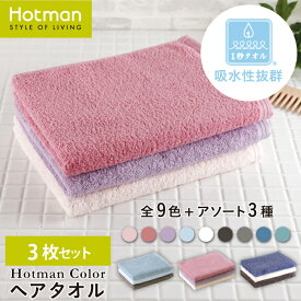 公式ホットマン 1秒タオル 3枚セット ホットマンカラー ヘアタオル 38×99cm 日本製 | Hotman 定番 人気 ギフト まとめ買い セット ロング ヘアドライ 速乾 吸水 髪 家族 アソート 一秒タオル
