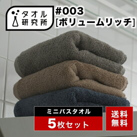 \出店記念/2点で3%OFF【タオル研究所】ミニバスタオル ビッグフェイスタオル #003 ボリュームリッチ 厚手 5枚セット 全9色 ホテルタオル ホテル仕様 ふかふか ボリューム 高速吸水 吸水タオル 耐久性 綿100% 約50×100cm 480GSM JapanTechnology