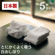 おしぼりタオル 5枚セット 業務用 白 お手拭き まとめ買い 日本製 国産 綿100% 速乾 泉州タオル 蒸しタオ…