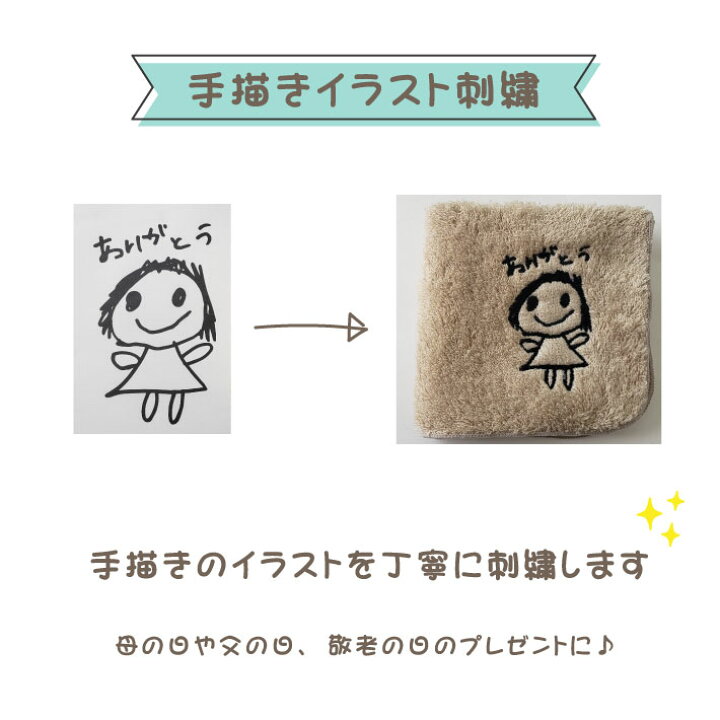 楽天市場 母の日 ギフト 手書きイラスト 今治産 サンホーキン綿 リーフハンドタオル オリム 今治ハンカチ 似顔絵 名入れ 父の日タオル 父の日ハンカチ お絵かき 子どもの絵 子供の絵 名入れ ハンカチ タオル ユーユ