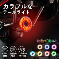 【ブレーキランプON/OFF可能】自転車 テールライト カラフル 自動点灯/消灯 グループライドモード リアラ…