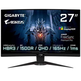 【中古】GIGABYTE AORUS Gaming Monitor 27インチ 2560x14400(QHD) VAパネル HBR3 リフレッシュレート165Hz 湾曲モニター CV27Q