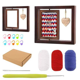 手芸キット DIY 編み物ツール フォトフレーム 手作り ギフト 記念品 置き物 原木色 ブラウン(x3)