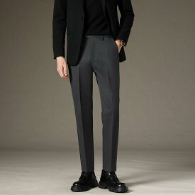 ズボン メンズ 男性用 スラックス ビジネス 通勤用 ストレッチ 伸縮性 ポリエステル ブラック 紺色 ダークグレー