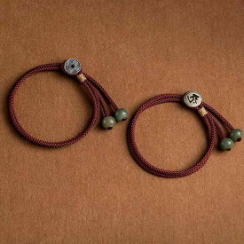 ブレスレット レディース メンズ ペア 手編み 纯銀 龍 干支 守り本尊 民族風 酒红色 浅咖色 黒 ラッキーアイテム