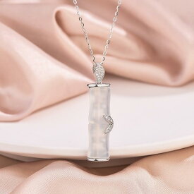 ネックレス レディース シルバー925 竹 節 ペンダント 白玉 髄 チョーカー 小さめ シンプル おしゃれ アクセサリー