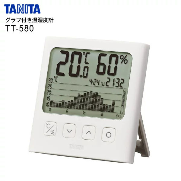 正規品 TT580WH 24時間の温湿度変化がグラフでわかるグラフ付きデジタル温湿度計 TT-580 販売期間 限定のお得なタイムセール WH タニタ TT-580-WH グラフ付きデジタル温湿度計 TANITA ホワイト