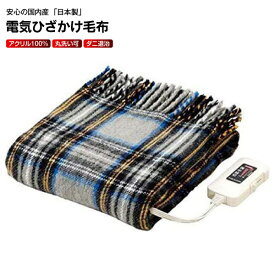 電気毛布 電気ひざ掛け毛布 ふっくら柔らかい暖かさ ひざかけ/ブランケット/膝掛け/灰色チェック柄 洗える/ダニ退治【RCP】 電気毛布(ひざかけ)グレー