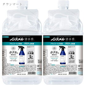 【2個まとめ買い】ノンスメル清水香 無香 つめかえ大容量 3L 消臭スプレー 衣類 布製品 空間 【アルコール消臭+99.9%除菌】（空間をしっかり消臭 無香で安心 まとめ買いでお得）