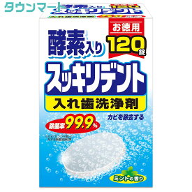 【P10倍 2024/4/24 20:00～4/27 9:59 ※要エントリー】スッキリデント 入れ歯洗浄剤 総入れ歯用 酵素入り 99.9%除菌 ミントの香り 120錠入