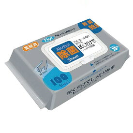 【24個まとめ買い】Fuji アルコール入除菌シート 100枚入 ×24個（手肌を清潔に保つ アルコール除菌で安心 まとめ買いでお得）