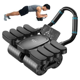 【腹筋が、もっと身近に】四輪 8肘サポート ブラック リバウンド 安定 スマホホルダー付き 体幹トレーニング PLEAVIT