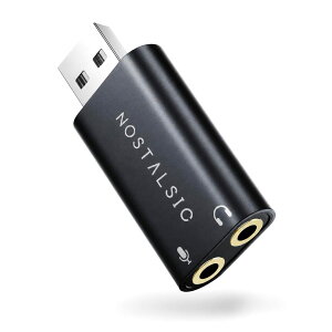 NOSTALSIC USB �I�[�f�B�I �ϊ��A�_�v�^ USB2.0 to 3.5mm �O�t�� �T�E���h�J�[�h DAC���� 24bit/96KHz�Ή� ���}���^�C�v 3��(TRS)��p �C���z�� PS4 ���K�p Windows/Mac OS/PS4/PS5