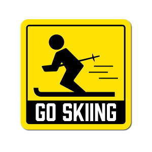 �I���W�i���f�U�C���X�g�A �yGO SKIING�z �X�L�[ �X�e�b�J�[ �~ �A�E�g�h�A�p�X�e�b�J�[ �V�[�� W100mm×H100mm �ԗp �o�C�N�p ���O �h�� �h��