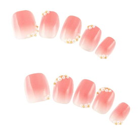 【日本製】ゆずネイル ネイルチップ つけ爪 ショート シンプル 可愛い 短め バレないつけ爪(ピンク1)