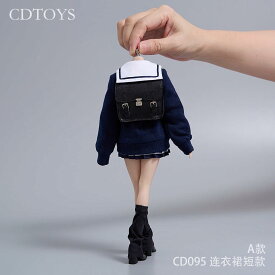 1/6スケールフィギュア 用cdtoys CD095 美人女子高生JK 学院風ワンピースニットカーディガン学生セーラー服とバックと靴セット、A