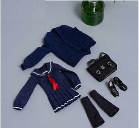 1/6スケールフィギュア 用cdtoys CD095 美人女子高生JK 学院風ワンピースニットカーディガン学生セーラー服とバックと靴セット、L