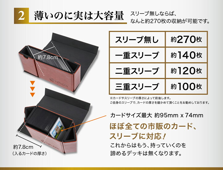 楽天市場 5万個突破 世界初の革新的構造 大ヒットデッキケース Deckslimmer 特許出願済み Toyger カードケース デッキボックス デッキホルダー トレカ レーディングカード Tcg レザー 革製 ポケモン ポケカ 遊戯王 デュエマ Mtg バトスピ トイガー 薄型 デッキ