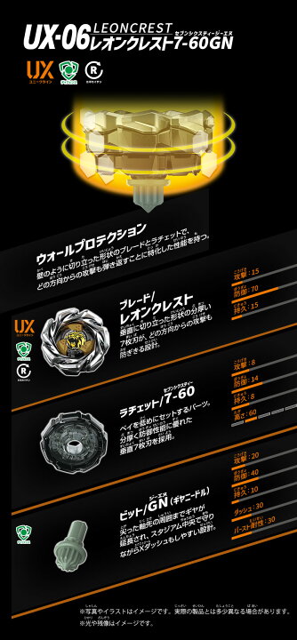 楽天市場】BEYBLADE X UX-06 ブースター レオンクレスト7-60GN 