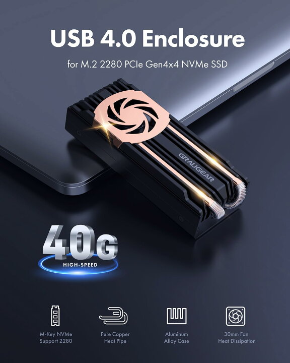 楽天市場】【送料無料】【USB4 40Gbps超高速】GRAUGEAR USB 4.0 NVMe M 