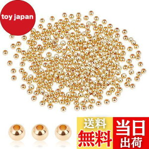 �y���������zPH PandaHall 3mm 14K �����b�L�r�[�Y 300�� ���炩 �ۂ��r�[�Y ���^���r�[�Y ������ �X�y�[�T�[�r�[�Y �u���X���b�g �l�b�N���X �W���G���[ �H�|�i��� �V�[�����X �{�[���r�[�Y