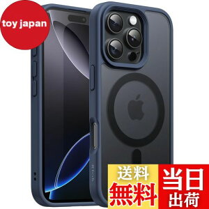 【送料無料】JETech iPhone 16 Pro 6.3インチ用 マグネット ケース MagSafeに対応 半透明のマット背面 薄型 耐衝撃 カバー (ストームブルー)