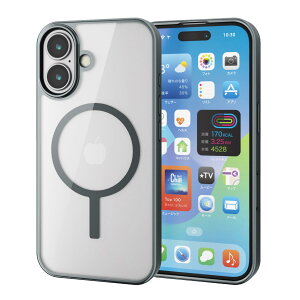 �y���������z�G���R�� iPhone 16 �P�[�X �N���A �}�O�l�b�g MAGKEEP �n�C�u���b�h �t���[���t�� ���C�����X�[�d�Ή� 4�p�G�A�[�N�b�V���� �f�B�[�v�O���[�� PM-A24AMAG03GN