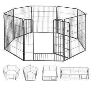 【送料無料】Dinah Alsop ペットフェンス 中大型犬用? ペットケージ パネル8枚 ペットサークル 四角ポール 折り畳み式 トレーニングサークル スチール製 複数の組み合わせ 室内室外兼用 犬小屋