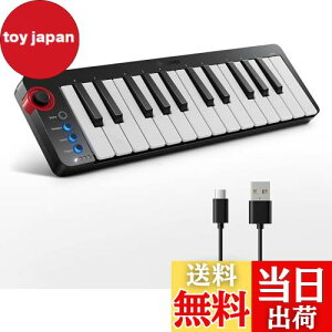 【送料無料】Donner MIDIキーボード 25鍵 USBコントローラー ミニ鍵盤 コンパクト ベロシティ対応 音楽制作 日本語取扱説明書 ブラック N-25