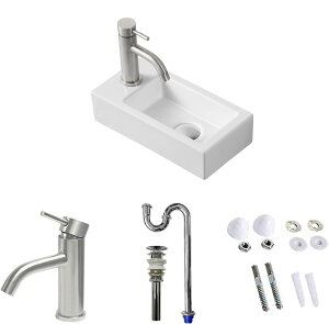 【送料無料】手洗い器 壁掛け 手洗いボウル 壁付け型 375*185*95mm おしゃれ 手洗器 コンパクト 小型洗面ボウル ミニ型 洗面台 陶器 手洗い台