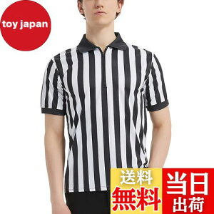 【送料無料】TOPTIE 審判用ウェア レフェリー 半袖シャツ メンズスポーツ サッカー レフリーシャツ ジッパー付き 色:ブラック、サイズ:L