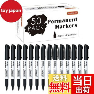 【送料無料】Shuttle Art 油性マーカーペン 50本セット 黒 細字 速乾 耐水