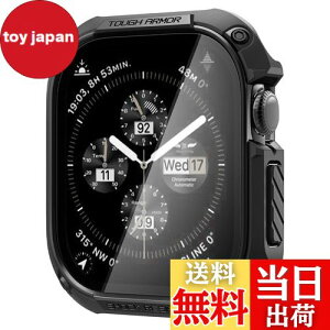 �y���������zSpigen Apple Watch 11 Apple Watch 10 �P�[�X 46mm �K���X ��̌^ �ČRMIL�K�i�擾 ��ʕی� �ϏՌ� ���� �Ռ��z�� ���菝 �h�~ �ی�J�o�[ �^�t�E�A�[�}�[ ACS08603 (�u���b�N)