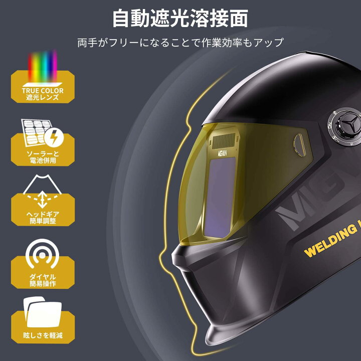楽天市場】【送料無料】MIGVAN 溶接面 自動遮光溶接面 0.0001秒超高速 