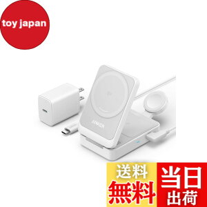 �y���������zAnker MagGo Wireless Charging Station (Foldable 3-in-1) Qi2�Ή� �}�O�l�b�g�� 3-in-1 ���C�����X�[�d�X�e�[�V����/���C�����X�o��/Apple Watch�z���_�[�t MagSafe�Ή� iPhone 17 / 17 Pro / 17 Pro Max / 16 / 15 /