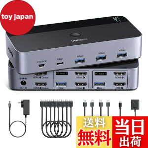 �y���������zUGREEN HDMI KVM�ؑ֊� 4K@60Hz 2���j�^2�R���s���[�^�A2����2�o�̓X�C�b�`�A 4��USB 3.0�|�[�g�̂���2��̃R���s���[�^��2���j�^/�L�[�{�[�h/�}�E�X/�v�����^�����L HDMI�P�[�u��4�{�AU