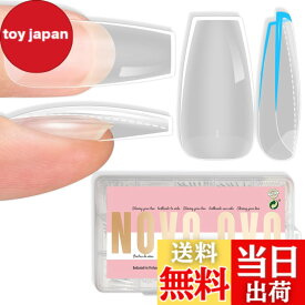【送料無料】NOVO OVO Medium Nail Tips ミディアムネイルチップ [並行輸入品] 色：Medium Coffin Clear Extra Thick 224_EU、サイズ：Medium