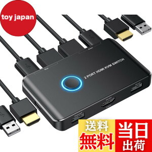�y���������z4K KVM�X�C�b�` HDMI KVM �ؑ֊� 2�� �R���s���[�^�[�p USB HDMI�X�C�b�` �L�[�{�[�h/�}�E�X/�v�����^�[��1���HD���j�^�[�����L 4K@60Hz���T�|�[�g ���{��������t�� �F�F�u���b�N�B�A