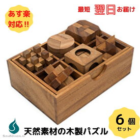 サイアムマンダレー 木製パズル 6個セット 知育玩具 木製パズル 立体パズル ウッドパズル マジックパズル 孔明パズル 脳トレ プレゼント 男女兼用 クリスマス プレゼント ギフト